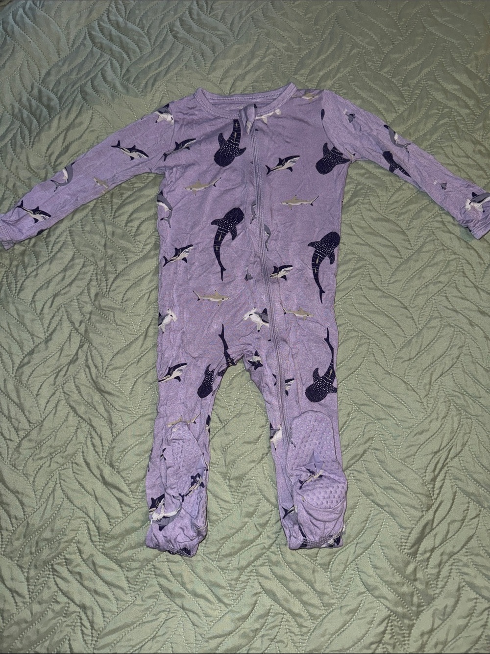 Kyte BABY Lavender Shark Print Footed One-Piece